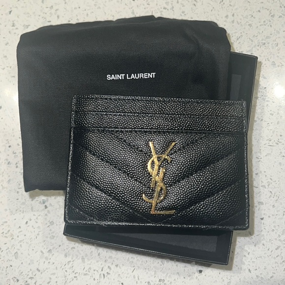 Saint Laurent Monogram Quilted Leather Card Case - Picture 2 of 4